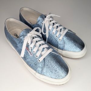 Superga Blue Qatar Metallic Low Top Sneakers women's size 10